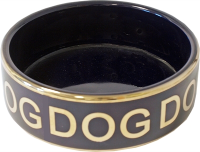 Voerbak blauw/goud dog