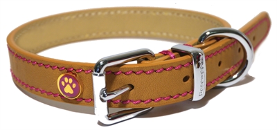 Luxury leather halsband hond leer luxe zand