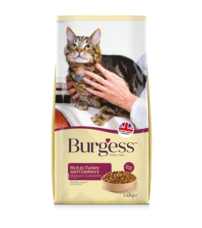 Burgess cat senior rijk aan kalkoen en cranberry