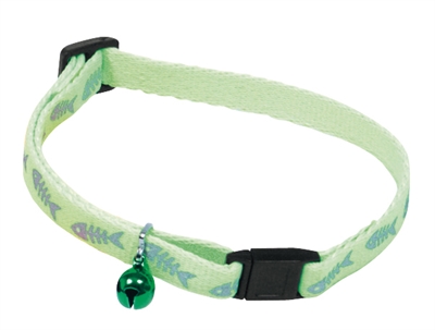 Kattenhalsband fluorisend groen met visgraat print