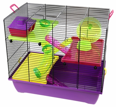 Interzoo hamsterkooi pinky 3 zwart / paars