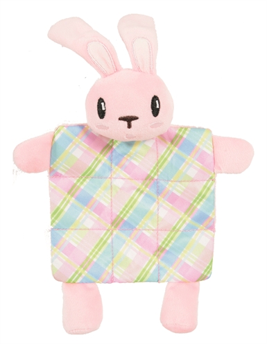 Zolux puppyspeelgoed konijn plush plaid crinklestof roze