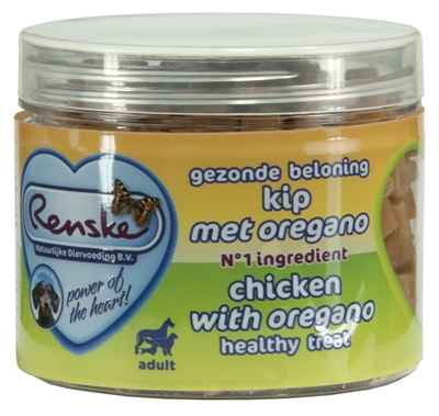 Renske hond gezonde beloning mini hartjes kip / oregano