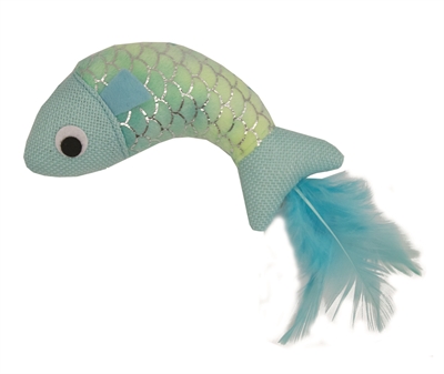 Happy pet mermaid vis met veren blauw