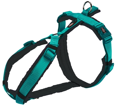 Trixie hondentuig premium trekking aqua blauw / grijs