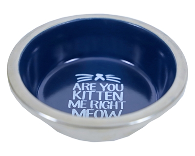 Voerbak kat rvs / melamine blauw tekst