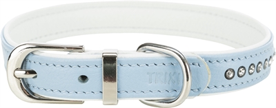 Trixie halsband hond active comfort met strass steen leer lichtblauw