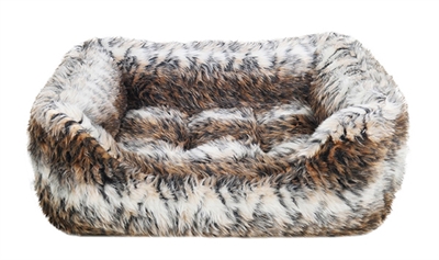 Rosewood hondenmand cosy vacht print bruin