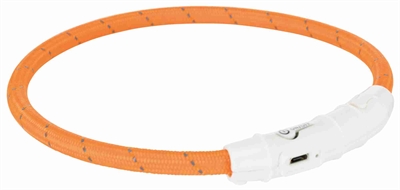 Trixie halsband hond flash lichthalsband usb tpu / nylon oranje