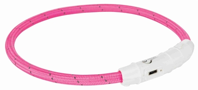 Trixie halsband hond flash lichthalsband usb tpu / nylon roze