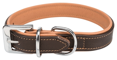 Trixie halsband hond active comfort leer bruin / lichtbruin