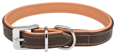 Trixie halsband hond active comfort leer bruin / lichtbruin