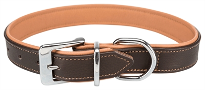 Trixie halsband hond active comfort leer bruin / lichtbruin