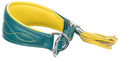 Trixie halsband hond active comfort voor windhonden leer petrol