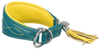 Trixie halsband hond active comfort voor windhonden leer petrol