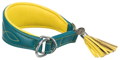 Trixie halsband hond active comfort voor windhonden leer petrol