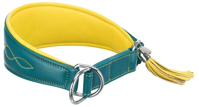 Trixie halsband hond active comfort voor windhonden leer petrol