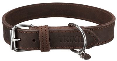 Trixie halsband hond rustic vetleer donkerbruin