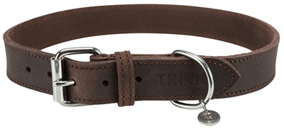 Trixie halsband hond rustic vetleer donkerbruin