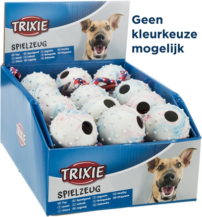 Trixie natuurrubber bal aan koord assorti