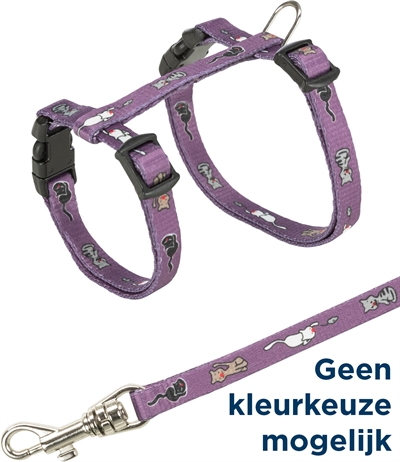 Trixie kittentuig junior met riem kattenmotief assorti