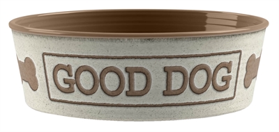 Tarhong voerbak good dog melamine wit taupe