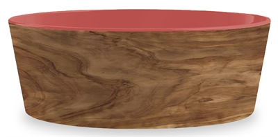 Tarhong voerbak hond olive melamine houtprint / sienna roze