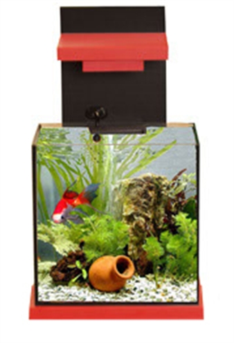 Adm aquacubic aquarium met filter zwart/rood