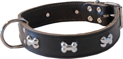 Halsband met botjes donkerbruin