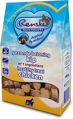 Renske gezonde beloning hartjes kip (150 GR)