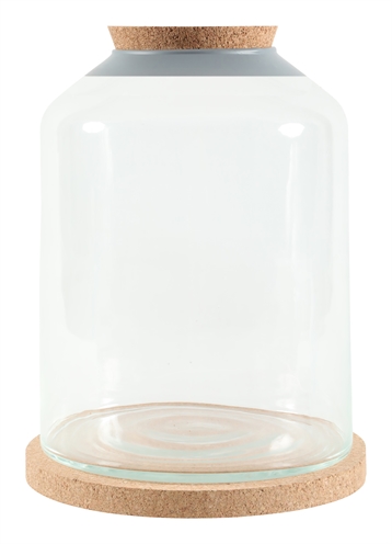 Zolux life bell stolp glas grijze rand met kurk (27X27X36 CM)