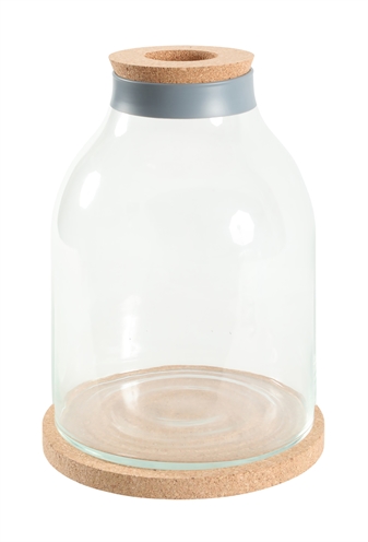 Zolux life bottle fles glas grijze rand met kurk (27X27X36,5 CM)