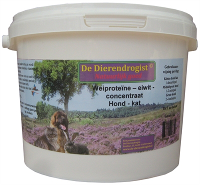 Dierendrogist wei proteine eiwit concentraat hond/kat (1 KG)