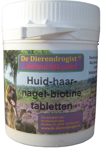 Dierendrogist huid-haar-nagel-biotine tabletten (100 STUKS)