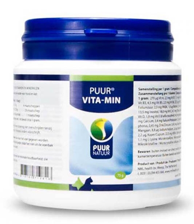 Puur natuur vita-min (vitaminen en mineralen) hond en kat (75 GR)