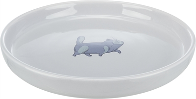 Trixie voerbak / waterbak plat en breed kattenprint grijs (23 CM 600 ML)