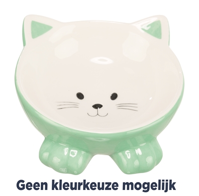 Trixie voerbak / drinkbak kattenkop verhoogd keramiek assorti (14 CM 150 ML)