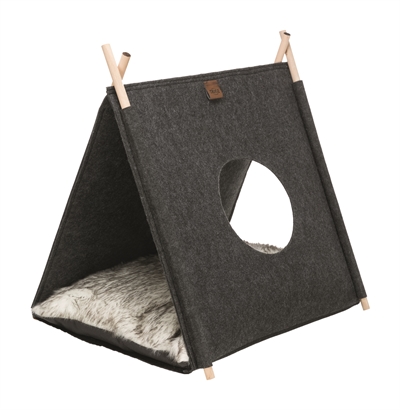 Trixie kattenmand tent elfie met kussen vilt antraciet (50X46X52 CM)